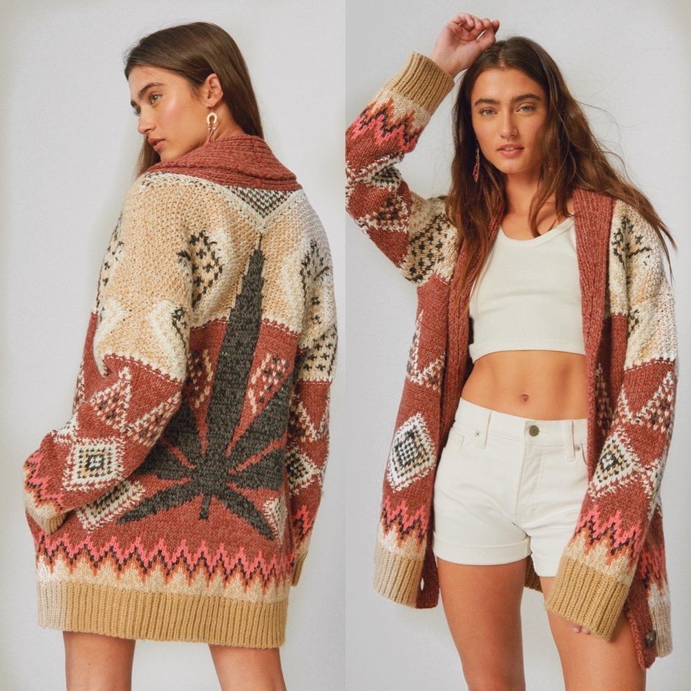 Lucky brand oversized Cannabis Cardigan